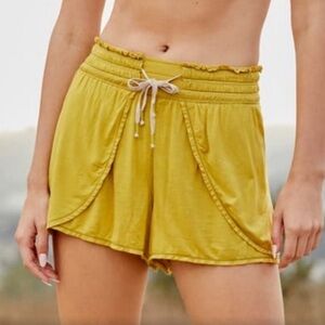 Free People Movement Dream Work Mustard Shorts